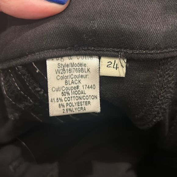 Rag & Bone Black Skinny Jeans w White Faux Leather Stripes on side, Size 24 - Picture 10 of 12